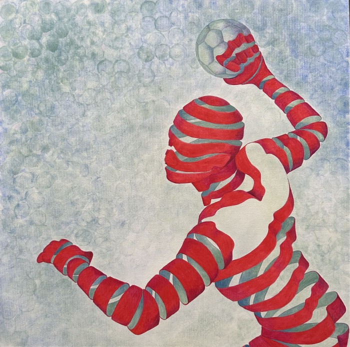 Bleib am Ball, 60x60cm, 2024, Acryl/Canvas, Nr. 10 105